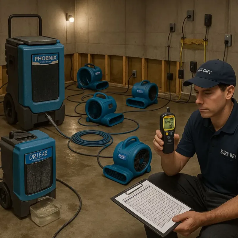 Structural Drying and Dehumidification process in Carney, MD